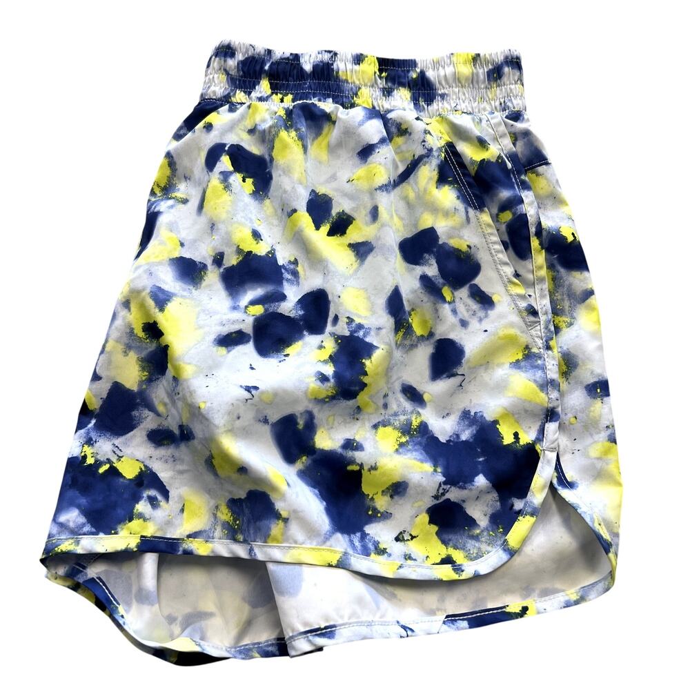 Athletic Works Blue + Yellow Watercolor Athletic Shorts XXL